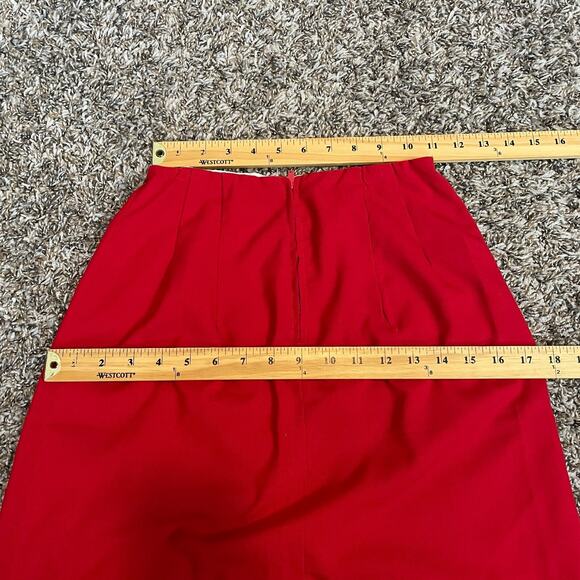 Vintage Skirt Size XS Red Solid A Line Knee Length Retro Secretary High Rise - Picture 12 of 14